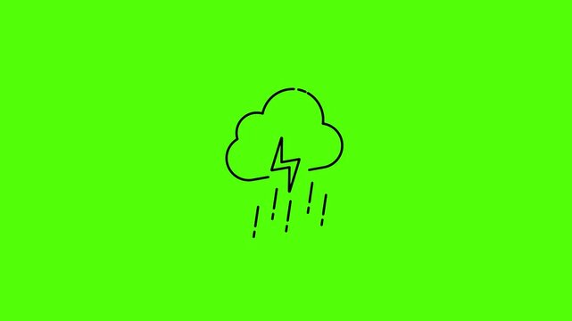 Weather Icons:  minimalist illustration of a storm cloud with lightning and rain drops. Evoking a sense of the power of nature