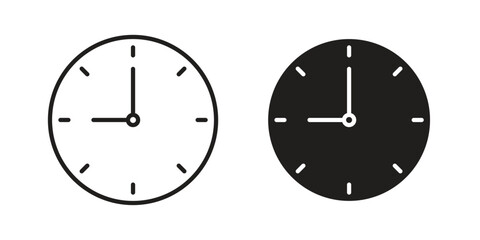 Clock icons collection glyph and mixed vector Illustrations