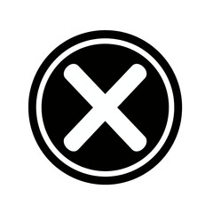 Obraz premium White X Mark Inside a Circle UI Icon.