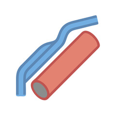 Two simple pipes of different materials on black background