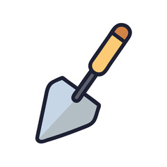 Isolated Gardening Trowel Icon on Black Background in Flat Style