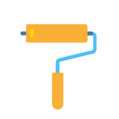 Isolated flat illustration of paint roller on black background