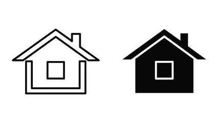 Simple house icon set in two different styles