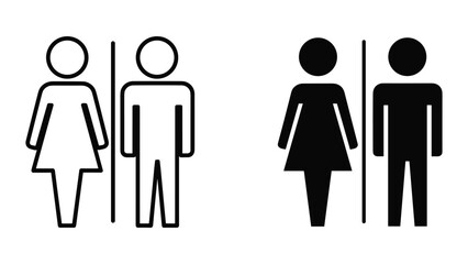 Simple illustration of male and female restroom signs