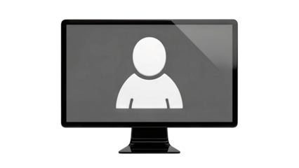Monitor displaying a generic user profile icon