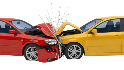Two Cars Collide Head-On
