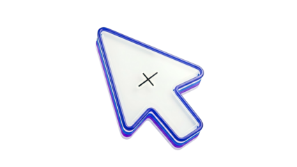 Stylized cursor icon with crosshair and iridescent blue border
