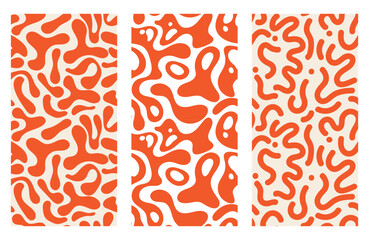 Minimalist abstract wavy blob pattern in bright orange and white