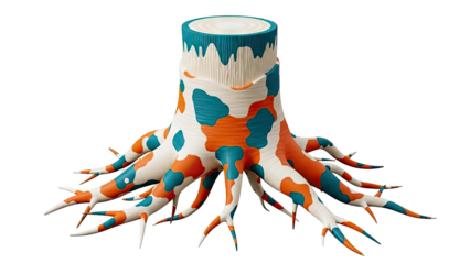 Stylized Tree Stump with Camouflage Roots