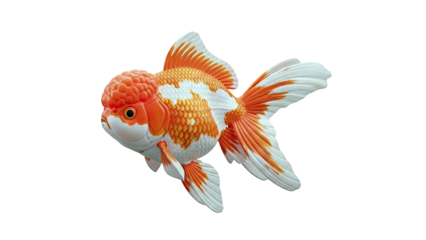 3D Render of a White and Orange Oranda Goldfish