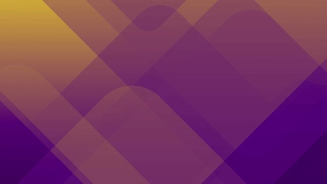Abstract loopable background with overlapping rounded geometric shapes, purple and gold gradient, modern and flowing slow motion design