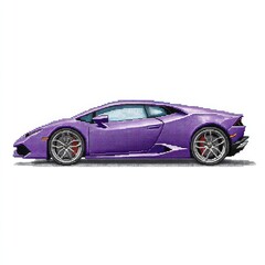 Vibrant Purple Sports Car With Silver Wheels And Red Brake Calipers On A White Background