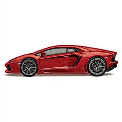 Vibrant Red Sports Car With Sleek Design Parked On A White Background With Detailed Wheels