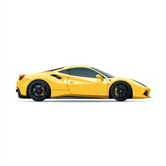 Yellow Sports Car Side View Detailed Pixel Art
