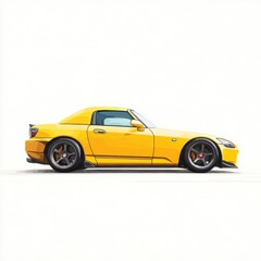 Yellow Sports Car Side Profile With Black Wheels And Red Brake Calipers On A White Background
