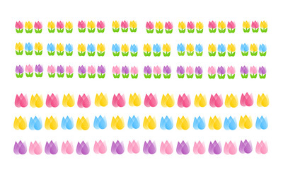 カラフルなチューリップのライン素材