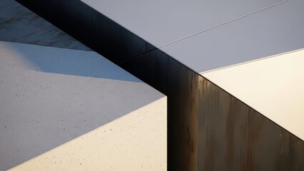 Abstract geometric composition of architectural elements with strong light and shadow contrasts.