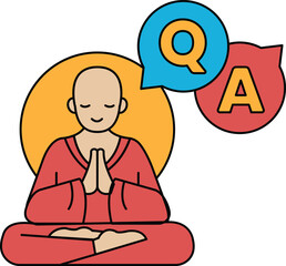 A man is sitting cross legged and his hands are folded in front of his chest