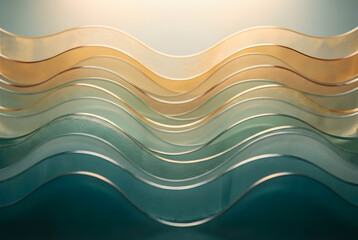 Elegant Symmetrical Teal to Amber Gradient Abstract Background with Fluid Waves