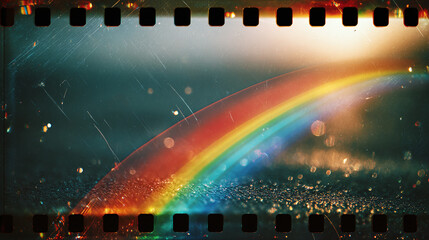 Naklejka premium A vibrant rainbow arches across a picturesque sky