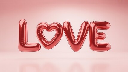 Celebrate love with red balloon letters and heart