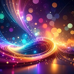 Obraz premium Swirling, luminous abstract art with vibrant bokeh and trails