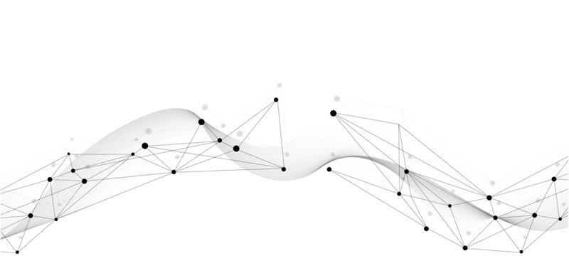 Abstract tech network connection dots. Digital technology and big data analysis background