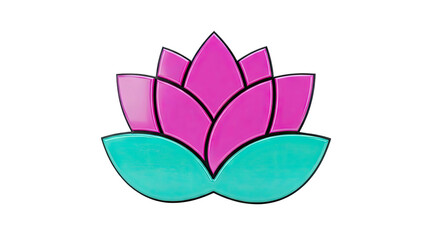 Pink and Teal Lotus Flower Emblem