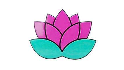 Pink and Teal Lotus Flower Emblem