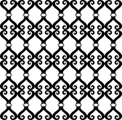 Fototapeta premium Seamless Black Symmetrical Flourish Pattern - Elegant Ornamental Design for Textiles and Decor