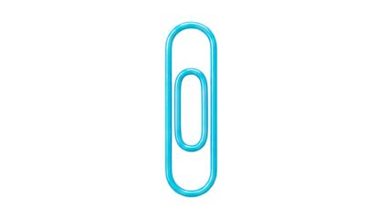 Single Blue Paperclip on White Background