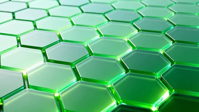 Green hexagonal pattern with glowing edges