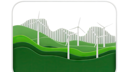 Wind Turbines on Green Rolling Hills