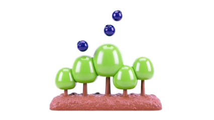 Stylized Green Trees and Blueberries