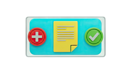 3D Icon: Add, Document, and Checkmark