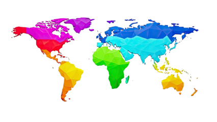 Abstract Polygonal World Map with Gradient Colors