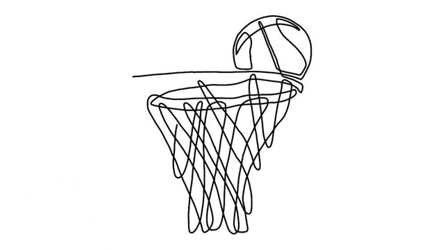 continuous line animation of basketball
