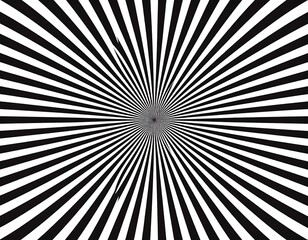 A black and white optical illusion image with radiating lines