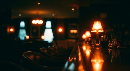 Warm Cozy Bar Lounge with Soft Lighting and Elegant Decor