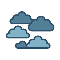 Stylized blue cloud pattern on White Background in flat style