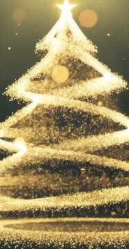Golden glowing Christmas tree
