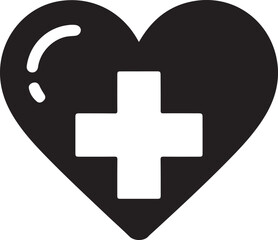 Obraz premium Medical Heart Icon with Healthcare Cross Symbol Isolated on White Background