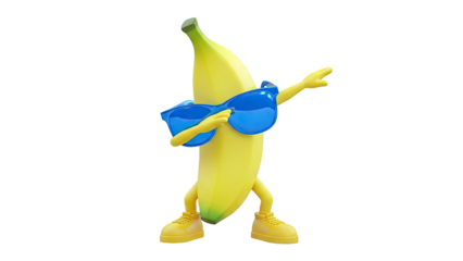 Cool Banana Character Wearing Sunglasses and Sneakers