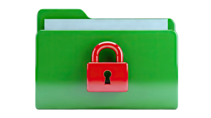 Green Folder with Red Padlock Icon