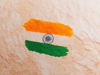 Abstract watercolor painting of a national flag with an Ashoka Wheel on a textured canvas, perfect for national holiday celebration backgrounds or greeting cards