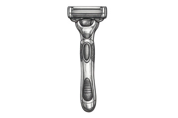 Obraz premium Drawn safety razor with a transparent background on a black background.