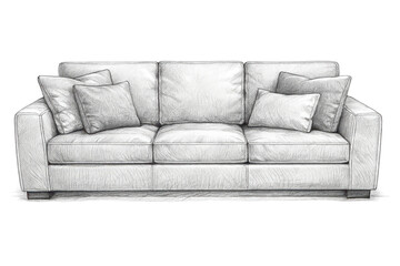 Fototapeta premium Illustration of a Sofa and Cushions with a transparent background.