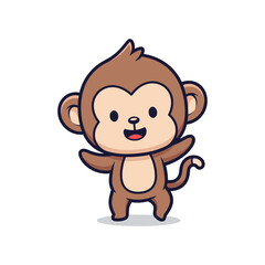 Obraz premium Cartoon Monkey Character Illustration