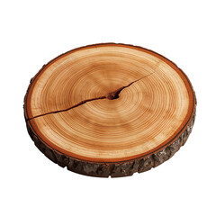 Natural Wood Slice Isolated on White Background - Rustic Texture