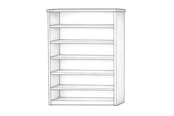White bookcase illustration, transparent background image template art